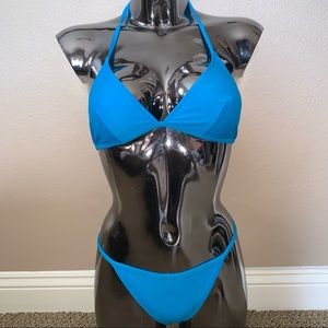 New! 90s Vintage Blue Sparkles Bikini Set